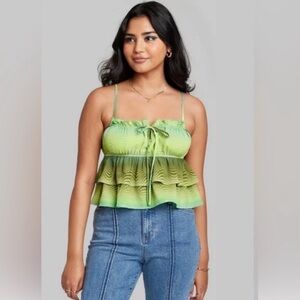 Wild Fable Green Wave Print Tank Top
